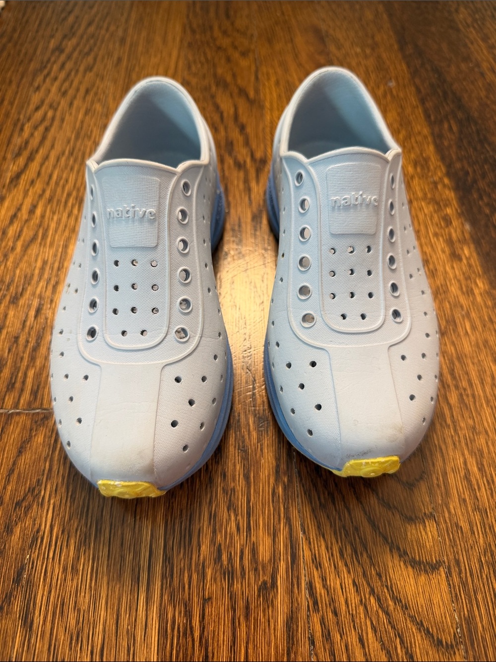 Native Kids Sugarlite Water Shoes in Light Blue with Yellow Accents